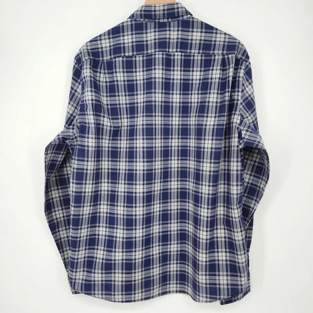 J. Crew Blue Plaid Button Down Shirt Mens‎ XL Cotton Slim Fit Classic Preppy